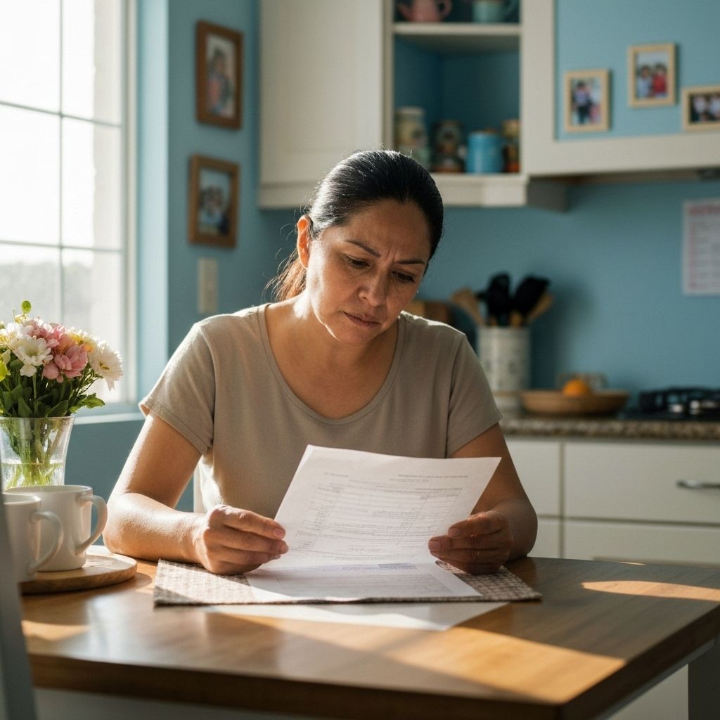 Madre mexicana planificando finanzas familiares